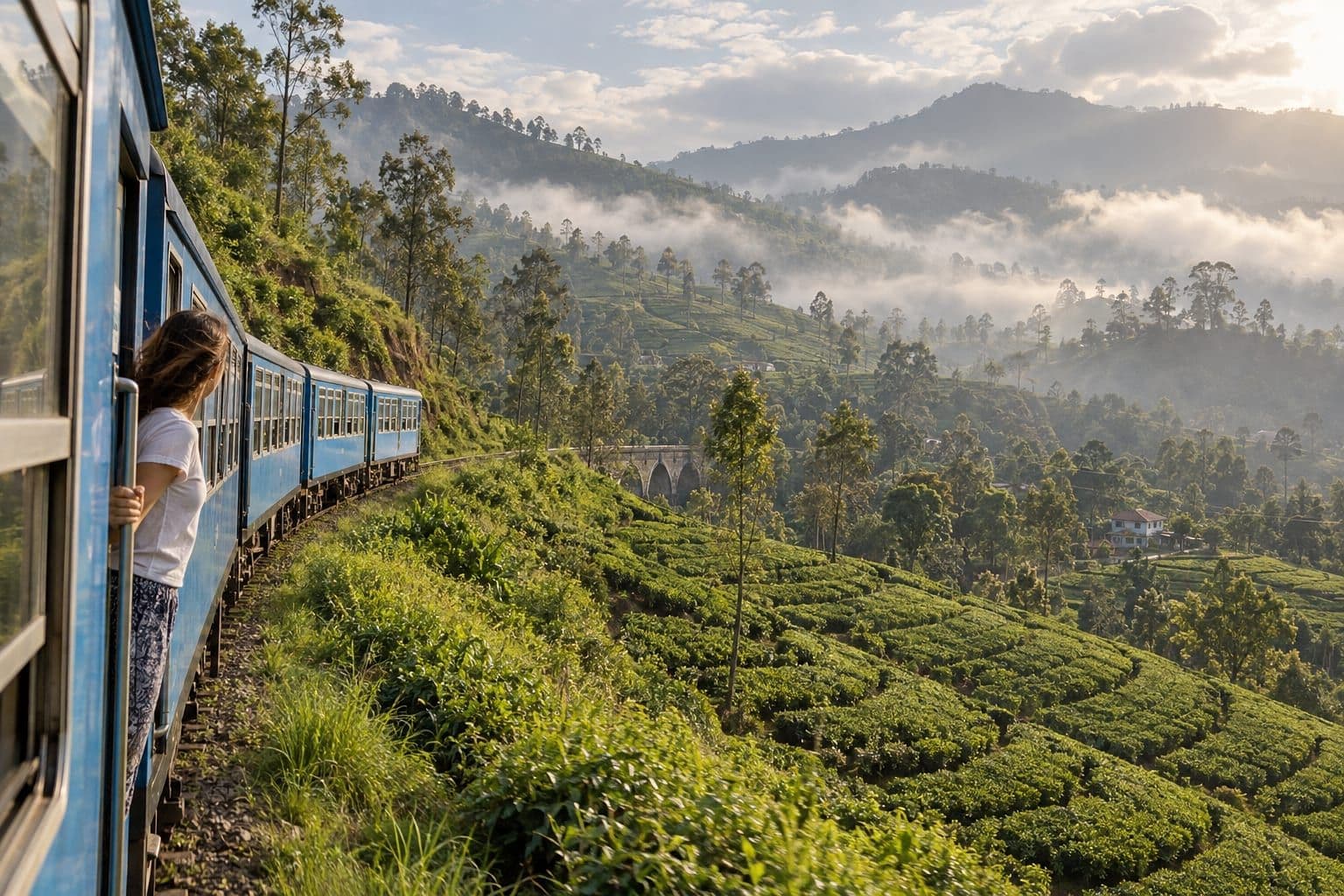 The hill-country train through tea estates