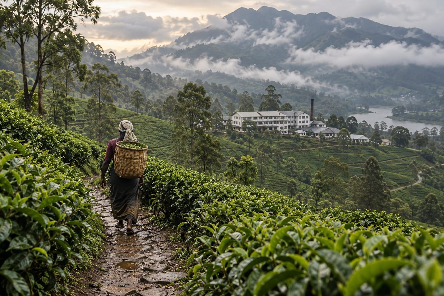 Tea terraces in the Sri Lankan hill country